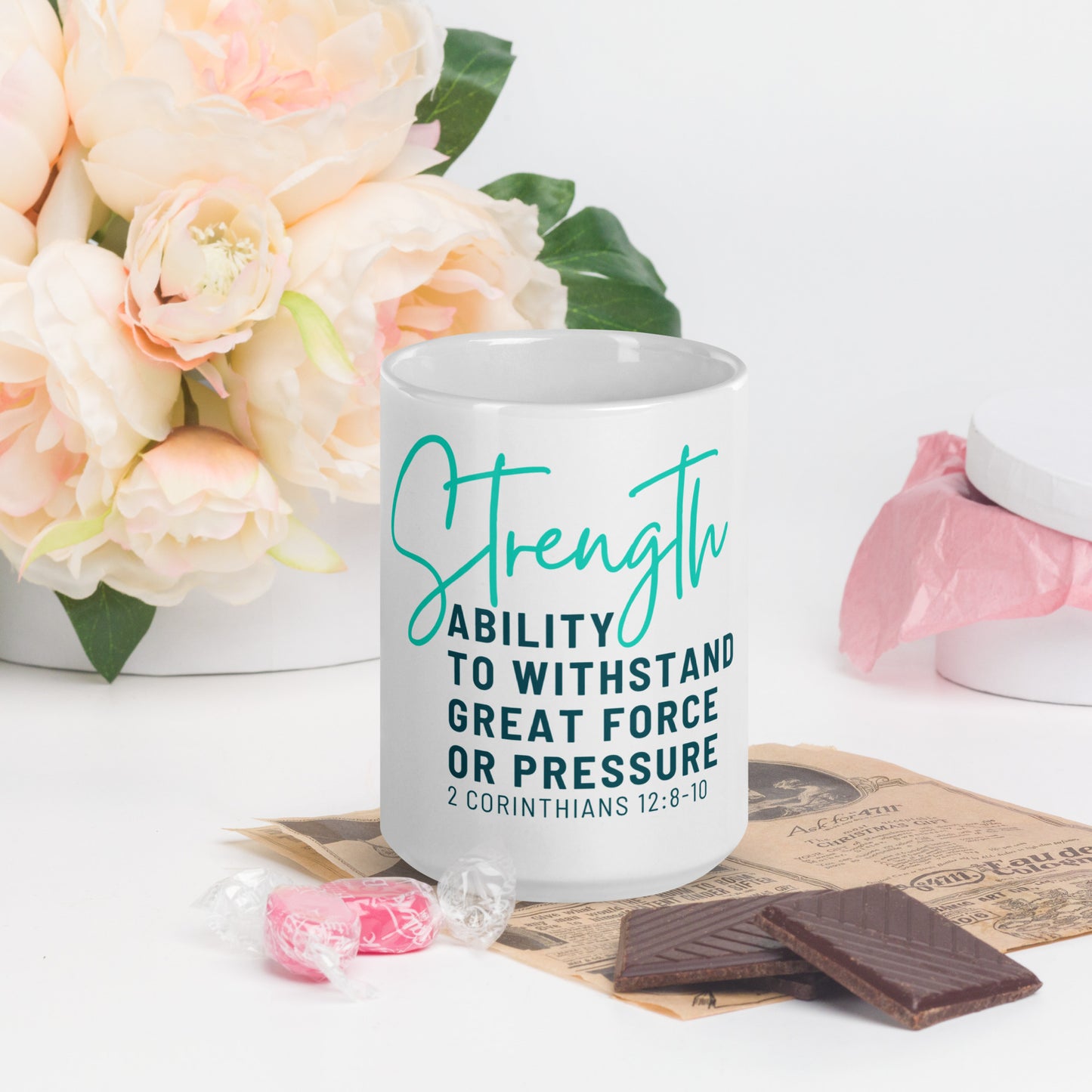 Strength: White Glossy Mug